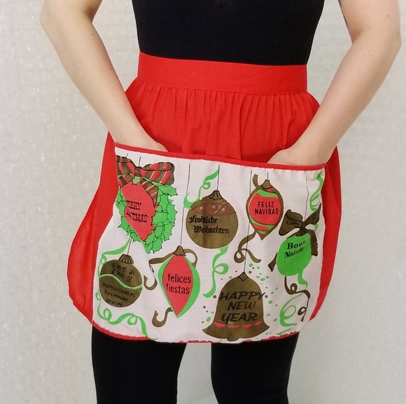 Vintage Other - Vintage hand painted Christmas half apron